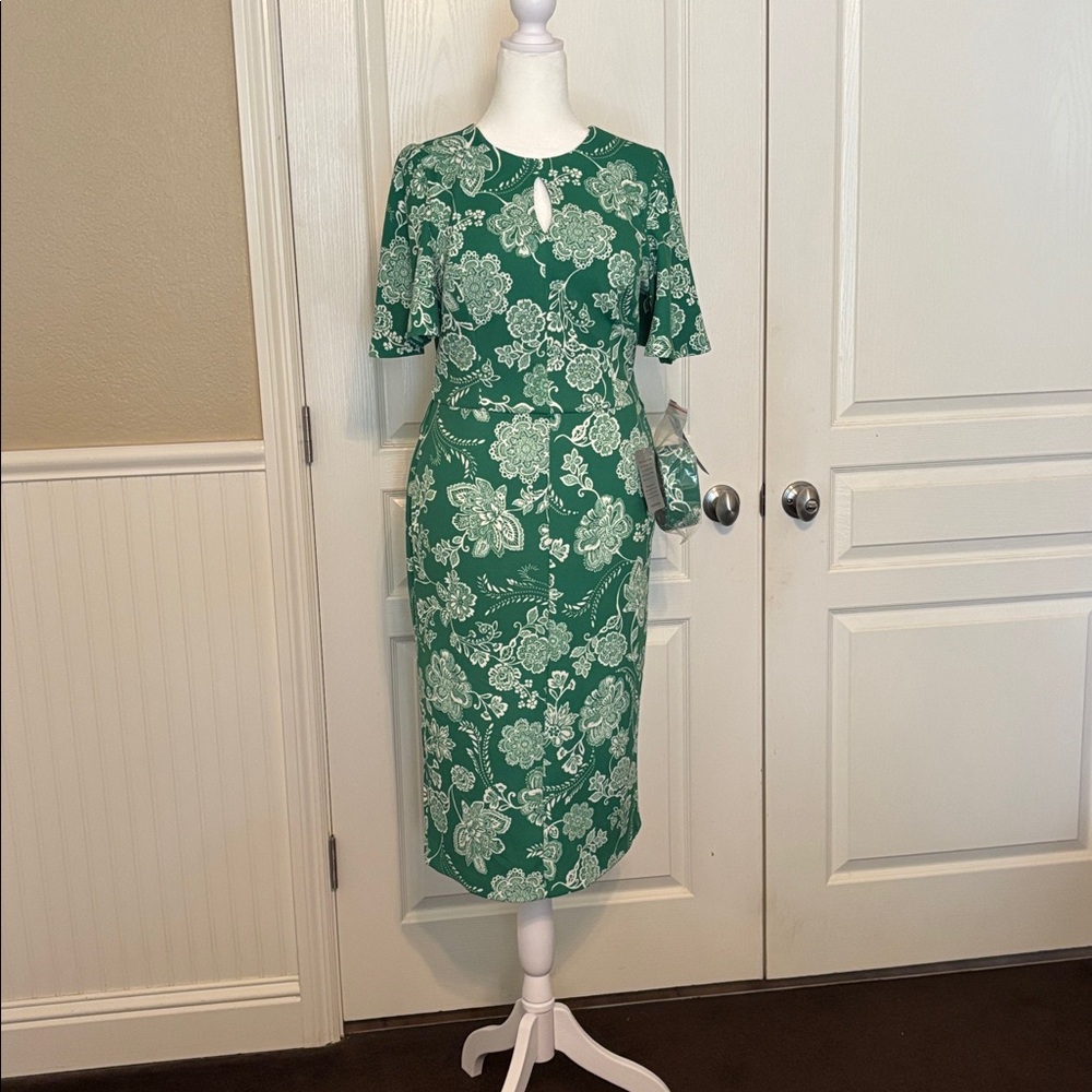 London Times Green Floral Midi Dress